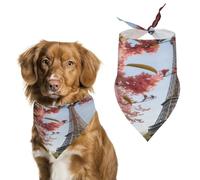 Paris Eiffel Tower Flower Pet Scarfs Funny Adjustable Cat Scarves Washable Decorative Pet Triangle Bibs Bandanas for Medium Dog Pets for Pet Daily Wear Parties Modeling