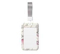 Paris Eiffel Tower Flower Print Id Badge Holder Sliding Card Holder Vertical Card Protector Cover Case Teacher Lanyard for Office Women Men