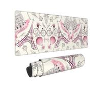 Paris Eiffel Tower Flower Print Large Mouse Pad Non-Slip Desk Pad Protector Computer Keyboard Pad for Office Home 80 * 30 cm