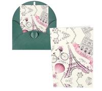 Paris Eiffel Tower Flower Print Thank You Cards Greeting Cards With Envelopes Blank Note Cards 10x15 cm Perfect for Thank Yous Invitations