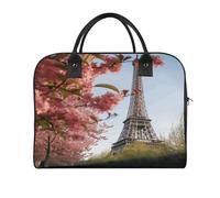 Paris Eiffel Tower Flower Tote Bags Travel Duffel Bag Shoulder Handbag with Detachable Shoulder Strap Weekender Overnight Carry On Bag Fashion Tote Top Handle Satchel
