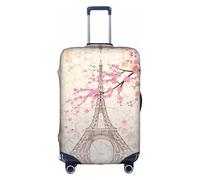 Paris Eiffel Tower Flowers Blooming Luggage Cover Suitcase Trolley Case Protector Elastic Washable Anti Scratch Fit 18-32 Inch