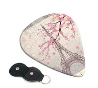 Paris Eiffel Tower Flowers Blooming Print Guitar Picks Includes Thin,Medium, Heavy, Classical Triangle Picks, For Guitar Bass Ukulele (6 -Pack)