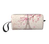 Paris Eiffel Tower Flowers Blooming Print Simple Organizer Pouch, Lightweight Travel Bag, Foam Padded Cosmetic Case