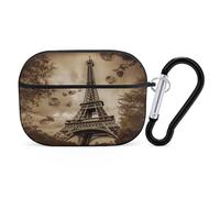 Paris Eiffel Tower for Airpod Pro Case Cover Hard Shell Full Drop Protection Cover with Keychain Compatible with AirPod Pro 2nd/1st Generation, Front LED Visible,Black