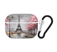 Paris Eiffel Tower for Airpod Pro Case Cover Hard Shell Full Drop Protection Cover with Keychain Compatible with AirPod Pro 2nd/1st Generation, Front LED Visible,White