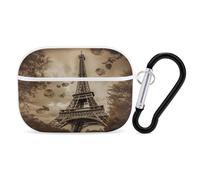 Paris Eiffel Tower for Airpod Pro Case Cover Hard Shell Full Drop Protection Cover with Keychain Compatible with AirPod Pro 2nd/1st Generation, Front LED Visible,White