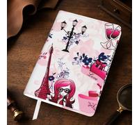 Paris Eiffel Tower France Print A5 Leather Journal Cover,Refillable Genuine Leather Journal Notebook Cover