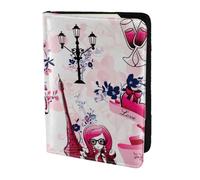 Paris Eiffel Tower France Print Passport Holder for Travel,Wallet Case RFID Blocking Leather Card Slot Protector