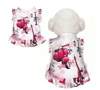 Paris Eiffel Tower France Print Pet Breathable T-Shirt Skirt L