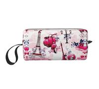 Paris Eiffel Tower France Print Portable Cosmetic Pouch, Travel Storage Case, Zippered Organizer Bag for Quick Access