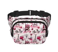Paris Eiffel Tower France Print Unisex Square Double Layer Waist Bag Crossbody Fanny Pack Travel Workout Accessory, Black, One Size, Black, One Size