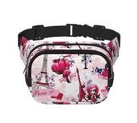 Paris Eiffel Tower France Print Waist Pack Square Waist Bag Workout Hiking Running Travel Gym Pretty Zipper Fashion