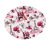 Paris Eiffel Tower France Printed 48" Fluffy Christmas Tree Skirt with Tie Closures Felted Polyester Xmas Tree Mat for Holiday Party Decor