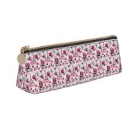 Paris Eiffel Tower France Printing Triangular Leather Pencil Case with Zipper Pen Pouchfor Boys Girls Pupil for Work and School