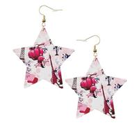 Paris Eiffel Tower France Statement Earrings for Women, Star Drop Earrings, Elegant Dangle Jewelry for Formal Gatherings