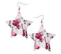 Paris Eiffel Tower France Statement Earrings for Women, Star Drop Earrings, Elegant Dangle Jewelry for Formal Gatherings