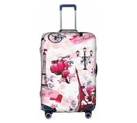 Paris Eiffel Tower France Suitcase Cover Elastic Washable Luggage Cover Scratch Protector Multiple Sizes, White, Large