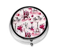 Paris Eiffel Tower France This Small, Round, Three-Compartment Travel Pill Box is Perfect for Storing Daily medications, Vitamins, and on-The-go.