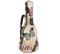 Paris Eiffel Tower Guitar Gig Bag Waterproof Zipper Soft Guitar Backpack for Bass Acoustic & Classical Folk Electric Guitar Case