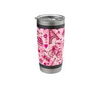 Paris Eiffel Tower Hearts Pattern Stainless Steel Insulated Tumbler
