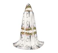 Paris Eiffel Tower Hooded Cape For Teenagers Witch Vampire Cosplay Party Halloween Christmas Printed Long Cloak