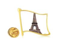 Paris Eiffel Tower in France Golden Metal Flag Lapel Pin Badge