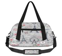 Paris Eiffel Tower Kids Overnight Duffle Bags for Girls Boys, Love Heart Grey Lightweight Sports Gym Bag for Kids，Small Overnight Weekender Carry on Travel Bags Dance Bag, Paris Eiffel Tower, 18.5L x