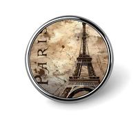 Paris Eiffel Tower Lapel Pins Metal Pin Badge Personalized Pinback Button Badges Classic Round Badge Recognition Enamel Lapel Pin for Jackets, Backpacks, Bags
