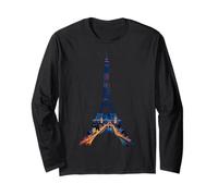 Paris Eiffel Tower Night View City Lights Art Long Sleeve T-Shirt