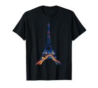 Paris Eiffel Tower Night View City Lights Art T-Shirt