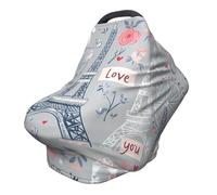 Paris Eiffel Tower Nursing Cover 360° Full Coverage Romantic City Stretch Scarf for Breastfeeding and Car Seat Cover Fit for Most Pushchairs and Prams