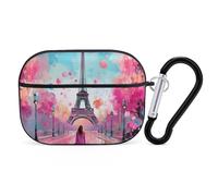 Paris Eiffel Tower Painting Headphone Case Compatible with AirPods Pro PC Shell Carrying Case with Keychain Black-style