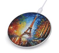 Paris Eiffel Tower Painting Wireless Charger, 10W Qi-Certified Fast Wireless Charging Pad with USB Cable & LED Indicator Fashion Charger Mat Portable Charging Station for All Qi-Enabled Phones
