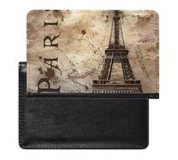 Paris Eiffel Tower Passport Cover Family Printed Leather Passport Holder Minimalist Front Pocket Slim Travel Wallet Cover Case Lightweight Credit Card Holder for Women Men