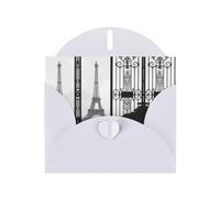 Paris Eiffel Tower Pattern Blank Greeting Cards For Birthdays, Valentine'S Day, Parties, Weddings, 4x6 Inches White Envelope