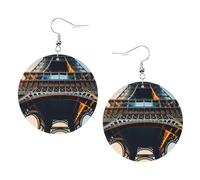 Paris Eiffel Tower Picture Leather Round Earrings Color Valentine'S Day Festival Activities Fashion Women'S