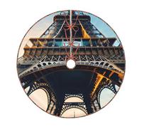 Paris Eiffel Tower Picture Print Festive Christmas Tree Skirt New Year Holiday Celebrations Home Xmas Mat Decor