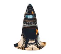 Paris Eiffel Tower Picture Print Hooded Cape For Teenagers Unisex Cosplay And Themed Parties Halloween Costume
