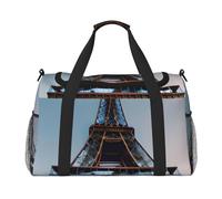 Paris Eiffel Tower Print Ample Space Travel Duffle Bag Carry On Tote 19.7x13x10.2 in Stylish Tote for Gym