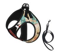 Paris Eiffel Tower Print Dog Harness Reflective Pet Vest Harness Puppy Harnesses Leash Set,For Walking Training