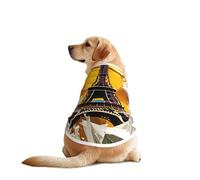 Paris Eiffel Tower Print Dog Shirts for Pet, Soft Breathable Vest Lightweight Stretchy Pet T-Shirt for Medium Dog