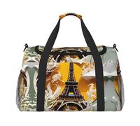 Paris Eiffel Tower Print Duffle Bag, Personal Item Travel Bag For Airlines, Weekender Bags For Women, Sports Tote Bag