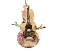 Paris Eiffel Tower Print Festive Christmas Wooden Ornaments, Hanging Decor, Rustic Holiday Presents for Tree