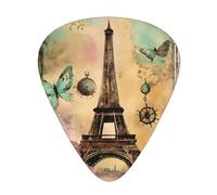 Paris Eiffel Tower print Guitar Picks 12 Pack Assorted Thickness for Guitar,ukulele,0.46/0.71/0.96mm