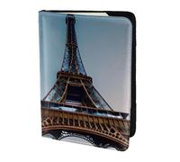 Paris Eiffel Tower print Leather Card Case Travel Accessories Passport Holder Cover Wallet for Women Men, Black, One Size