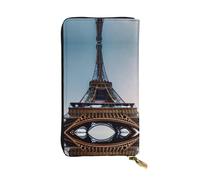 Paris Eiffel Tower Print Leather Long Clutch Wallet – Fashionable Personalized Wallet, Multiple Card Slots, Gift Ready, Black, One Size
