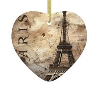 Paris Eiffel Tower Print Personalised Christmas Bauble, Ceramic Christmas Hanging Ornament, Christmas Tree Decoration For Boyfriend Girlfriend Wife Xmas Gifts