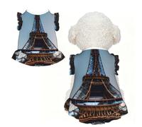Paris Eiffel Tower Print Pet Breathable T-Shirt Skirt M