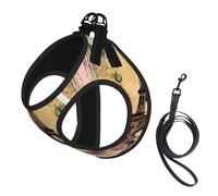 Paris Eiffel Tower Print Small Dog Harness with Leash Set, No Escape Easy Walk Puppy Harnesses for Training Walking